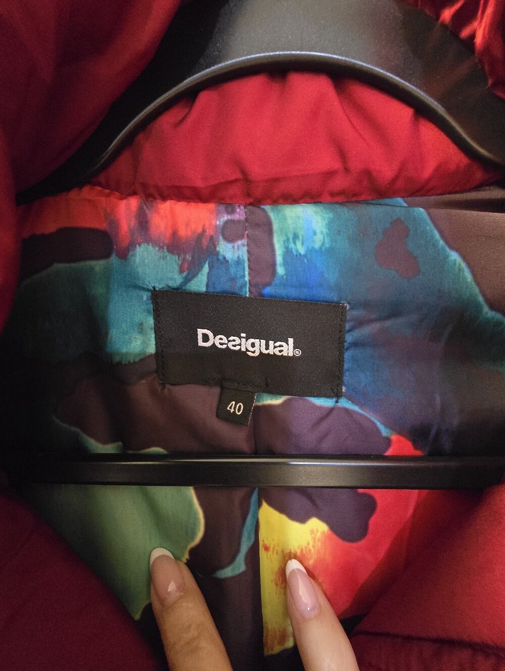 Desigual Red Quilted Puffer Jacket with High Collar - Picture 8 of 8